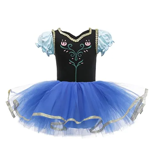 Lito Angels Prinzessin Anna Ballettkleid Ballerina Kostüm für Kleinkind Mädchen, Ballett Kleid Tutu Tanzkleid, Größe 2-3 Jahre, Blau