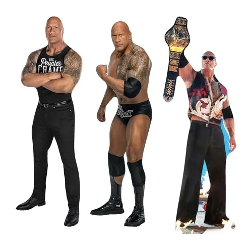 SC4576 The Rock Pappaufsteller mit DREI Regalböden, Höhe 31 cm, ideal für WWE-Themen, Partys, Geburtstage und Fans, Raumdekorationen und Veranstaltungen