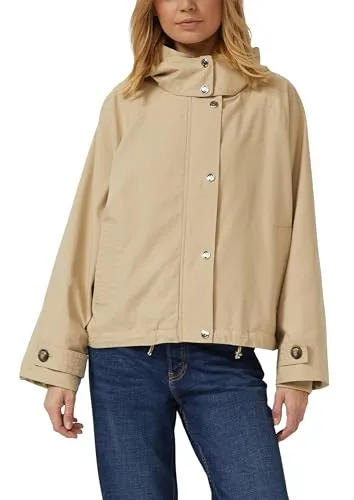 s.Oliver Relaxed Fit Jacke mit Rippbündchen - Leichte Outdoor-Jacke im Regular Fit, ausgestattet mit fixierter Kapuze, Stehkragen und praktischen Leistentaschen – ideal für vielseitige Freizeitaktivitäten.