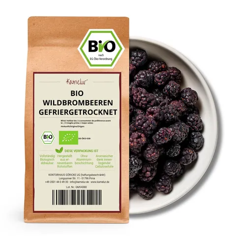 500g wilde BIO Brombeeren gefriergetrocknet, ganze Beeren BIO 94 EUR/kg