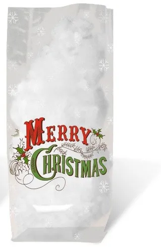 GESCHENK-BODENBEUTEL MERRY CHRISTMAS 11,5 x 19 FOLIEN-BEUTEL GESCHENKVERPACKUNG