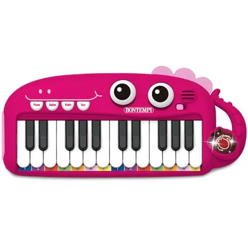 Bontempi | PlayKeys: Spielzeug-Tastatur mit 24 Tasten für kleine Musiker, Rosa, 300 x 140 x 40 mm