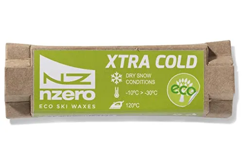 NZEROWAX – Organischer Extrakalt-Wachsriegel - Extremkaltgrün, 50g | Pflanzliches ECO Wachs für trockenen Schnee, 10ºC/-30ºC für Ski