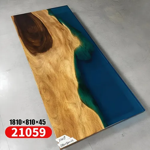 Esstisch Meer Wasser River aus echtem Holz 181x81cm - Moderner Flusstisch aus hochwertigem Holz mit einzigartigen Epoxidharz-Akzenten. Ideal für bis zu 6 Personen im Esszimmer. Ein echter Blickfang für Ihr Zuhause!