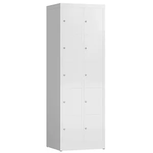 ClassiX Schließfachschrank X-520527, weiß, 10 Fächer - Werkstatteinrichtung mit stabiler Stahlkonstruktion und Zylinderschloss für hohe Sicherheit. Ideal für Ordnung und Schutz Ihrer Wertsachen.