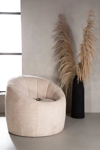 Venture Home Akzentstuhl Warren Beige - Fernseh- & Relaxsessel, stilvolles Design aus hochwertigem Teddy-Boucle Stoff, ideal für gemütliche Leseecken oder als Ergänzung zur Sofagruppe.