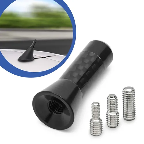Auto Kurz Stab Dach Antenne 3,5cm Carbon Design Radio Universal Adapter Fuss