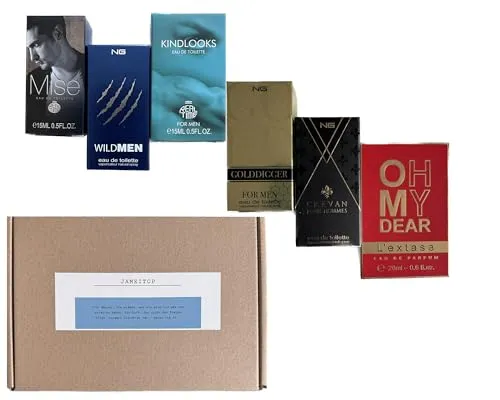jameitop® Trend Düfte Set: 6 X Parfüm für Herren 15 ML (4-6 verschiedene) jedes einzeln verpackt mit Spray Kopf in Box mit Motivationsspruch