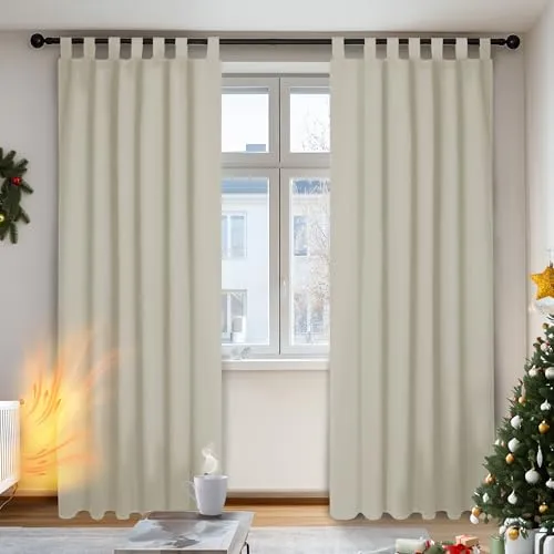 Deconovo Verdunklungsvorhänge Schlaufenschal 140x210 cm - Schiebevorhänge aus 100% Polyester, ideal für Schlafzimmer und Wohnzimmer. Sie bieten optimalen Sichtschutz und Wärmeisolierung für ungestörten Schlaf.