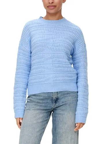 Q/S by s.Oliver Damen Pullover mit Strickmuster Blue, L