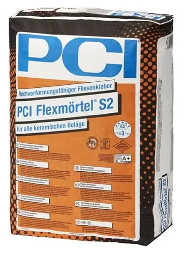 PCI Flexmörtel S2 20 kg Sack - Flexibler Fliesenkleber - Kleber & Mörtel für Fußböden, flexibler und hoch belastbarer Mörtel für sichere Verlegung von Fliesen und Naturstein.