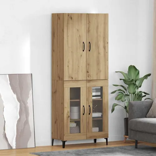 vidaXL Highboard Artisan-Eiche 69,5 x 34 x 180 cm - Moderne Kommode aus Holzwerkstoff, wandmontiert für platzsparende Eleganz und ideal für Wohnzimmer. Bietet großzügigen Stauraum und stilvolle Akzente.