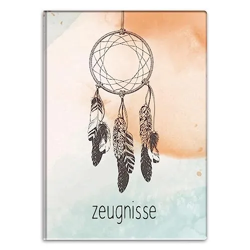itenga Zeugnismappemit Motiv DIN A4 Dokumentenmappe Zeugnisse - für Kinder Jugendliche Schüler Mädchen (Traumfänger)