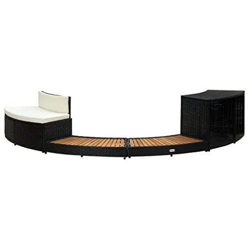 vidaXL Schwarzer Whirlpool-Rahmen aus Polyrattan und Akazienholz
