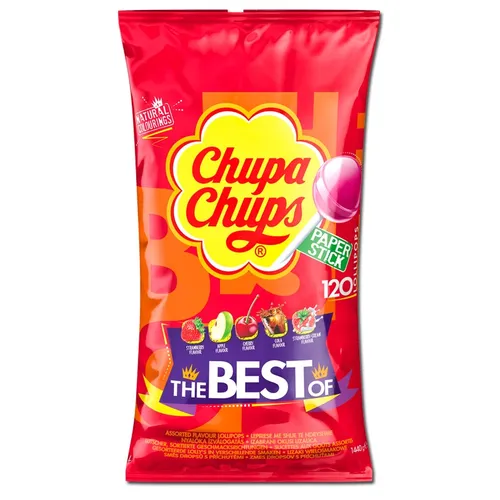 Produktbild  Chupa Chups The Best Of Lutscher Nachfüllbeutel 120 Stück 10,24€/1kg
