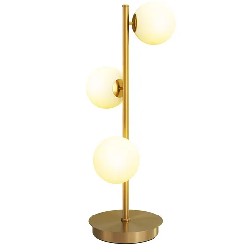 Moderne Tischlampe mit 3 Kugelschirmen in Messing in gold von HOMCOM