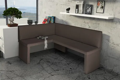 Eckbank Bank Küchenbank 168 x 128 cm  -ROBIN R -Kunstleder Braun