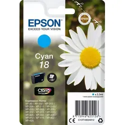 Epson Tinte C13T18024012 - Originalpatrone Cyan 18, 3,3 ml für lebendige Farben, ideal für Epson Expression Home Drucker