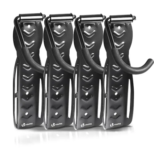 VOUNOT® 4er-Set Fahrrad Wandhalterung, Stahl Wand Fahrradhalter, Fahrrad Haken, Fahrradständer zum Aufhängen, ideal für Garage oder Keller, Schwarz