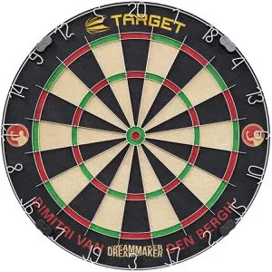 Target-Darts Dartscheibe Dimitri Van Den Bergh Set, für Steeldarts, aus Sisal, mit 6 Dartpfeilen