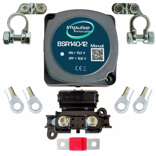BSR Trennrelais Set 12V/140A mit Sicherungshalter - Hochwertiges Trennrelais Set für universellen Einsatz. Ideal für 12V Systeme, robust und zuverlässig mit IP65 Schutzart.