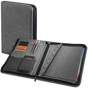 WEDO Ringbuchmappe COLLEGE Kunstfaser DIN A4 grau - Aktenmappe aus strapazierfähigem Polyester in elegantem Grau, ideal für Schule und Büro, mit praktischen Fächern für eine optimale Organisation.