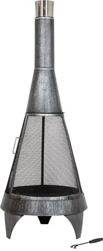 Buschbeck Feuerstelle Colorado Mesh 160 - Grill und Feuerstelle in einem, aus pulverbeschichtetem Stahl, ideal für gemütliche Abende im Garten, Durchmesser 60 cm und Höhe 160 cm.