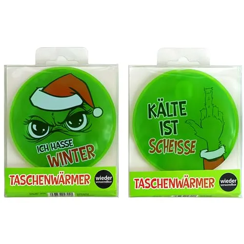 Freche Taschenwärmer Festtags-Muffel mit lustigem Anti-Weihnachts-Design wiederverwendbar - Lustige Handwärmer Anti Weihnachten (4 x) 4 x