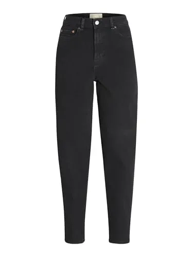Jack & Jones Damen Jxlisbon Mom Jeans, Black Denim - Bequeme Jeans mit Gesäßtaschen und Münztasche, besonders dehnbar und weich für optimalen Komfort und Bewegungsfreiheit.