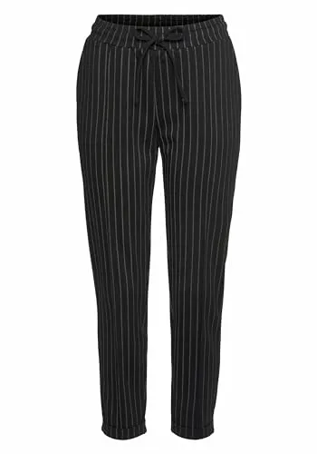 VIVANCE Damen Jogger Pants, Schwarz-Weiß Gestreift - Modische Schlupfhose in Schwarz-Weiß mit elastischem Bund und Tunnelzug. Ideal für lässige Outfits und bequem durch Stretchmaterial. Perfekt für Freizeit und Zuhause.