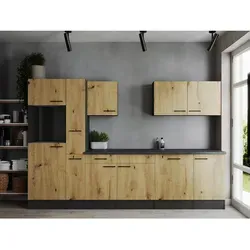 Respekta Küchenzeile Oliver 310 cm - Grau Matt & Artisan Eiche - Moderne Küchenzeile mit ergonomischer Arbeitshöhe von 90 cm, eleganten mattschwarzen Metallgriffen und flexibler Montage. Ideal für individuelle Küchenlösungen.