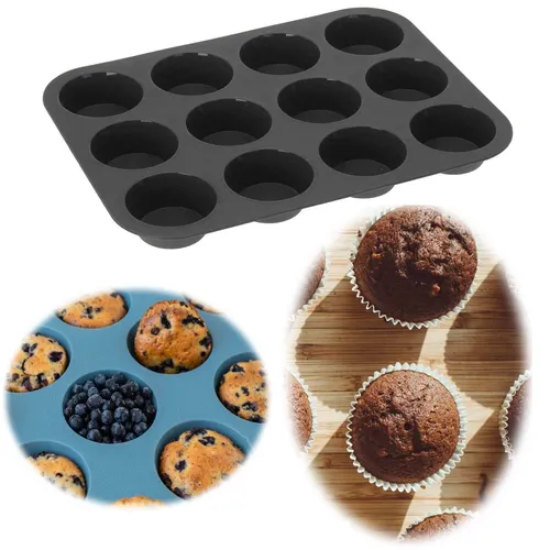 12er Premium Silikon Muffinform 12 Stück BPA-Frei Backform Dubai CupCake Brownie