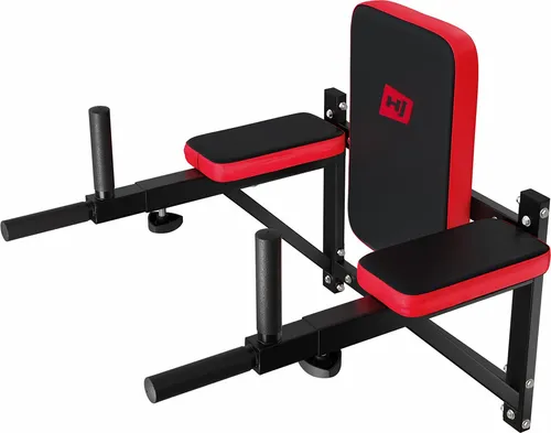 HOP SPORT Dip-Station zur Wandbefestigung - Effektiver Bauchmuskeltrainer - Sonstige Fitnessgeräte - Platzsparende Dip-Station mit gepolsterten Arm- und Rückenlehnen für komfortables Training und schnelle Sixpack-Ergebnisse.