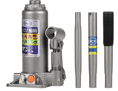 Alca Stempelwagenheber 431100, hydraulisch, Tragkraft 3t - Rad- & Reifenzubehör mit verstellbarem Hubbereich von 195-380 mm und großer Fußplatte für sicheren Stand – perfekt für Reparaturen und Wartungen.