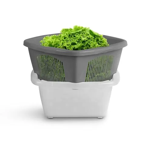 Vielseitiges Abtropfsieb inkl. Schale Abgießhilfe Filterkorb Nudelsieb Stapelbar 2 in 1 Küche Sieb Schüssel mit Griffen Lebensmittelecht