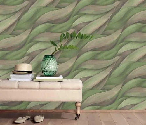 Vliestapete 10257-07 Casual Chic Wellen Muster Grün Rotbraun Erismann