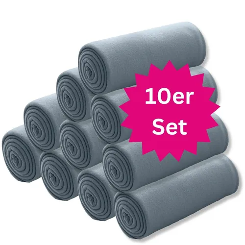 wometo Fleecedecke 10er Set, Grau, 130x160 cm in grau von wometo