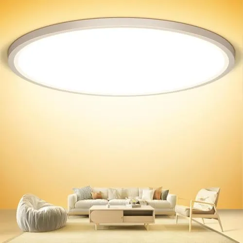 NIBSHOOM Deckenlampe LED Deckenleuchte Rund Flach 3000K,24W/2400LM/IP44 Wasserfest Ultradünn Badezimmer Lampe Decke, Modern Schlicht deckenlampen für Schlafzimmer Wohnzimmer Flur Küche Büro,300*17mm