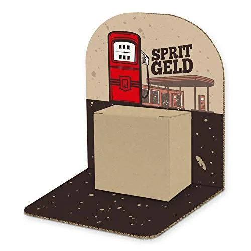 itenga Geldgeschenk Basic I Motiv Tankstelle Spritgeld Benzingeld I Tankgutschein Verpackung I Geschenkverpackung zum Aufstellen inkl. Geschenkbox