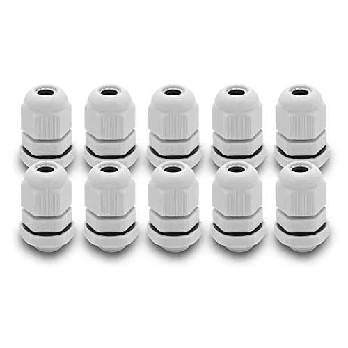 ARLI Kabelverschraubungen M12 x 1,5 mm metrisch IP67 10x M 12 Kabel Verschraubung 3-6,5 mm grau Gegenmutter wasserdicht Kunststoff Cable Gland 10 Stück