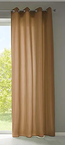 Gardinenbox 1er Set Vorhänge Schal Ösen »Berlin« HxB 225x140 cm Taupe Blickdicht Microsatin Lichtdurchlässig Uni Matt, 20405N