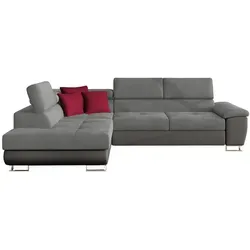 Mirjan24 Ecksofa Dunkelgrau 6-Sitzer mit Ottomane