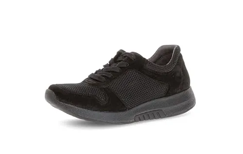 Gabor Rolling Soft Sportliche Schnürschuhe für Damen Schwarz 42 EU - Sneaker mit herausnehmbarem Komfort-Fußbett aus recycelten Materialien, ideal für Stil und Bequemlichkeit im Alltag.