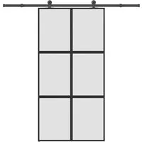 vidaXL Schiebetür mit Beschlag 102,5x205 cm aus Hartglas & Aluminium - Moderne Schiebetür für platzsparende Lösungen, aus langlebigem Hartglas und korrosionsbeständigem Aluminium, mit leisen Innenlagern und Sichtschutz für mehr Privatsphäre.