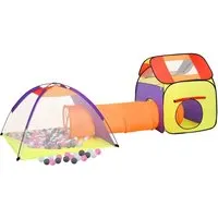 vidaXL Spielzelt mit 250 Bällen – Mehrfarbig - Bällebad für Kinder, 3-in-1 Design mit Zelt, Spieltunnel und 250 bunten Bällen für kreatives Spielen und stundenlangen Spaß.