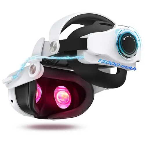Adicop Elite Strap kompatibel mit Quest 3S/Quest 3, Built-in 15000mAh Akku für Verlängerte Spielzeit 2-4 Stunden,Schnell Aufladbare Verstellbarer Kopfband, Verbesserte Unterstützung und Balance in VR