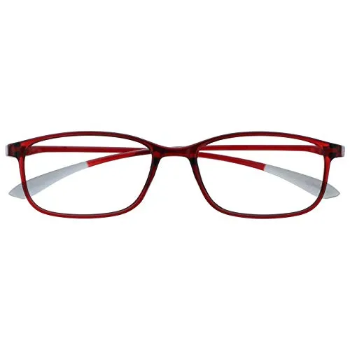 OPULIZE Ice Lesebrille Ultraleicht Rahmen Kristalldunkelrot Mit Grauen Spitzen Herren Damen R61-Z +1.50