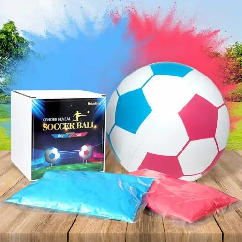 Heboland Gender Reveal Fussball mit Pulver, Gender Reveal Fußball Explodiert Blau oder Rosa Pulver für Überraschung Geschlecht Verkünden