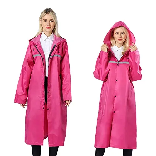 Pahajim Wasserdicht Regenponcho für Erwachsene Lang Regenmantel Damen Regenjacke Herren Atmungsaktiv Regencape mit Reißverschluss und Reflektierend Wiederverwendbar Rain Poncho für Outdoor