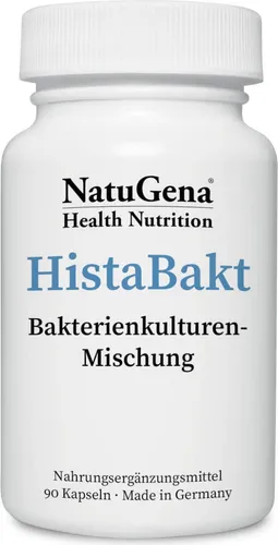 NatuGena HistaBakt | 90 vegane Kapseln mit Bakterienkulturen - Nahrungsergänzungsmittel mit 6 histaminneutralen Bakterienstämmen, fördert die Darmflora und ist gluten- sowie laktosefrei. Ideal für eine gesunde Verdauung!